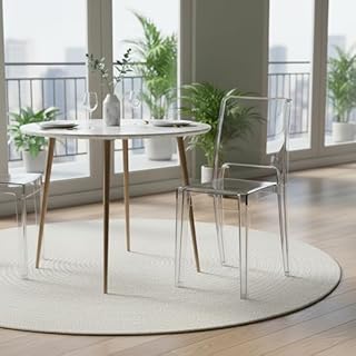 Baroni Home Set 4 Sedie Trasparenti, Sedie Impilabili Moderne, Leggere e Resistenti, Gommini Antiscivolo, Sala da Pranzo, 34,5x48,5x85 cm, Trasparente