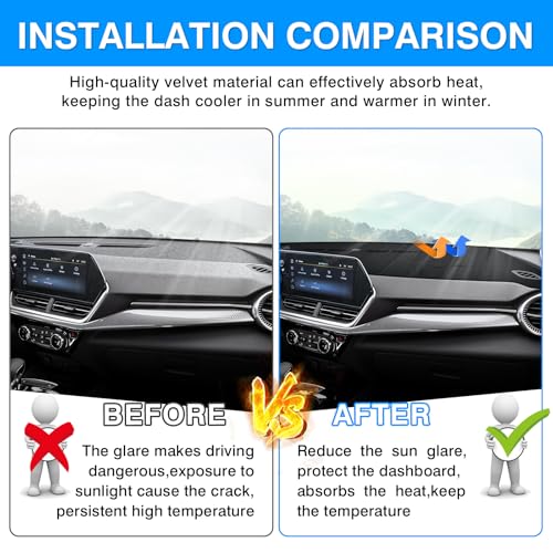 Image of Autorder Dashboard Cover Mat for 2024 2025 2026 Chevy /Chevrolet Trax Accessories Dash Cover Upgrade Velvet Dash Mat Sunshade Glare UV Rays Protector