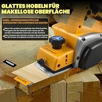 Kabellose elektrische Hand-Planer kompatibel mit Dewalt 20V Batterie, 15000RPM bürstenlose Power Holz Planer für Holzbearbeitung Tischler Home DIY (Yellow) – Ansicht 3