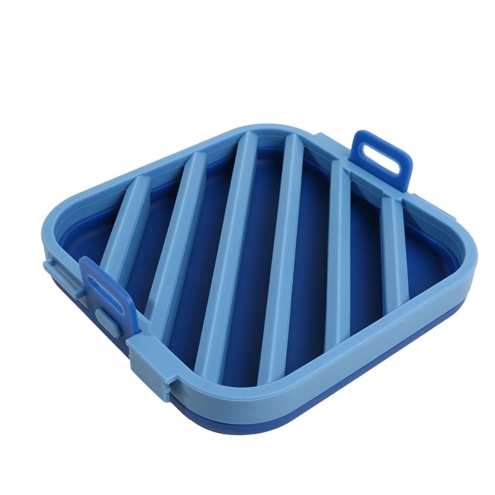 Aundhegrtt Multifunctional Grilling Pan, Baking Kitchen Accessory, Oil-Control Air Fryer, Silicone Barbecue Rack Blue
