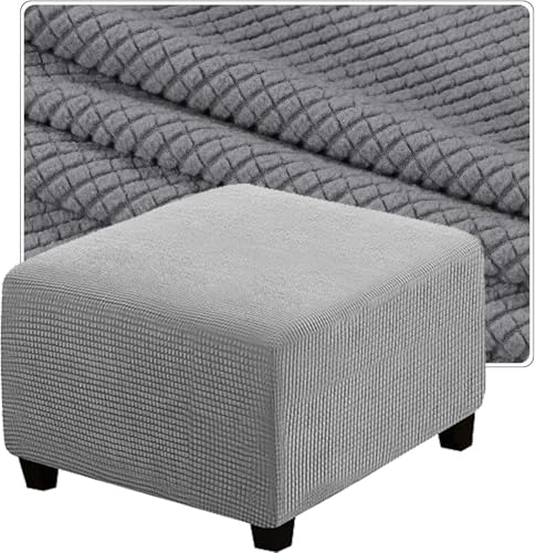 Funda para otomana lavable que soluciona el desgaste del puf gris 2