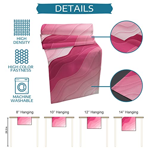 Spring Table Runner 70Inch Long Scarf Ombre Pink And White Dresser Scarves Cotton Linen Burlap Table Runners For Kitchen Dining Seasonal Holiday Party Mother's Day Decor Modern Abstract Wave Line #TOP6