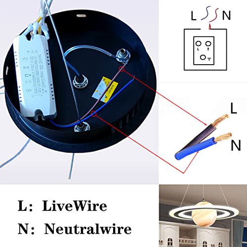 DROMEZ Moderna Lampadario Pianeta 40W LED Bambini Dimmerabile Creativa Lampadario con Paralume Vetro Camera da Letto Rotonda Ragazzi Ragazze Lampada a Sospensione, 45CM - Image 7