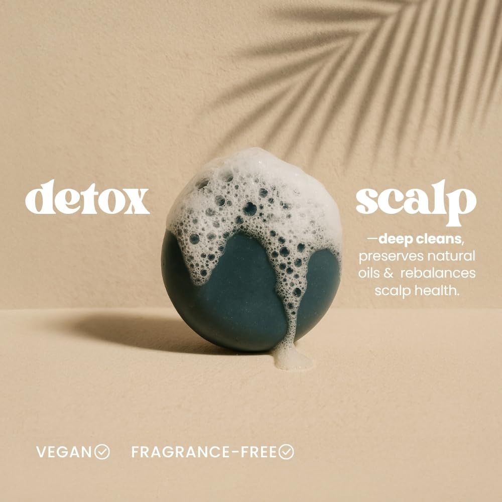 The Beachwaver Co. Charcoal Shampoo Bar | Clarifying, Sustainable Shampoo Bar with Organic Coconut Oil & Shea Butter for Hydrated Hair & Healthy Scalp | Fragrance-Free, Vegan, Easy for Travel