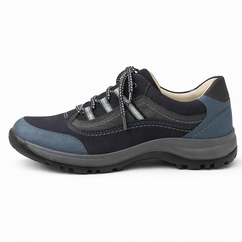 Easy Step Conny 05 | Hochwertiger FliessGel Trekking/Wander Schuh aus Nubuck Leder | zur Linderung von Müden Füssen | mit Zwei Austauschbaren Einlagen