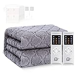 KOQTO Elektrische Decke, Single und Double Partition Temperatursteuerung Haushaltsmatratze, intelligentes Timing und automatische Ausschaltzeit-Heizdecke,4,180x200cm