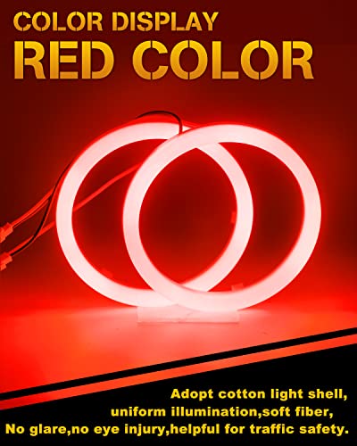 Qasim LED Halo Ring Angel Eyes rojo 90MM para auto miniatura 2