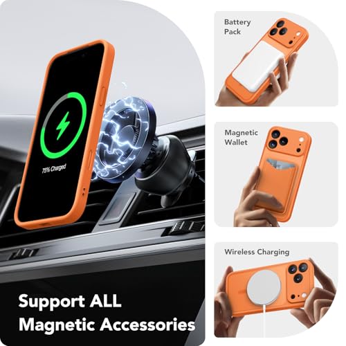 Coque iPhone 17 Pro Max orange magnétique et mate avec protection caméra