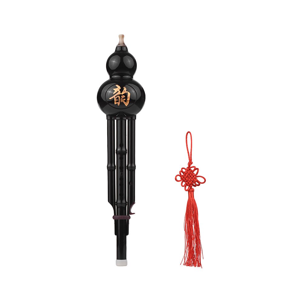Karlak Hulusi chino, instrumento tradicional chino Hulusi, flauta de cucurbitácea, botella de calabaza de seda, material de resina con nudo chino con funda de transporte para principiantes, regalo