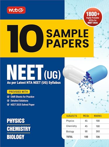 Image of MTG NEET 10 Sample Papers with OMR Sheets For 2026 Exam | NEET Mock Test Papers with Detailed Solutions & Previous Year NEET Solved Paper | 1800+ Highly Probable MCQs