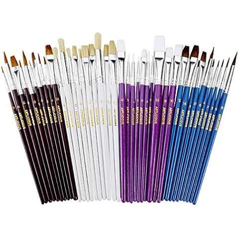 40 Pack Paint Brushes for Acrylic Painting Small Paint Brush Set Watercolor Brushes Oil Paint Brushes Detail Paintbrushes Face Paint Brushes Pinceles para Acrilico Paint Supplies Cover