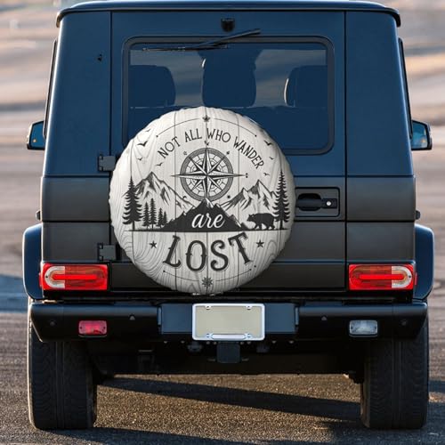 Image of Not All Those Who Wander are Lost Spare Tire Cover Wheel Protectors Waterproof UV Resistant Wheel Covers Universal Fit for SUV Truck Rv Trailer Camper Travel Accessories 14 inch