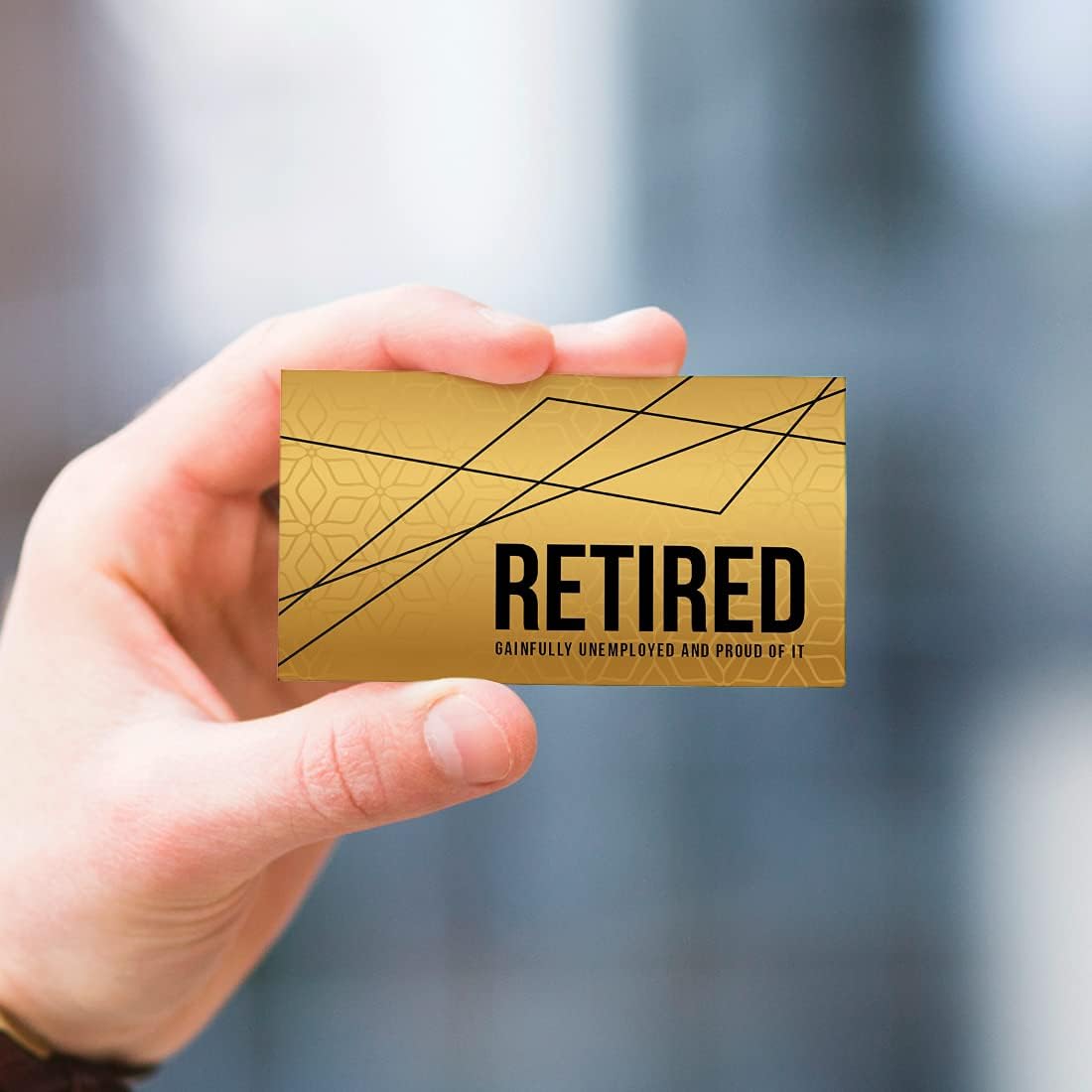 Andaz Press Funny Retirement Business Cards, Gainfully Unemployed Retired Business Cards for Men, Women, Boss Farewell Office Coworkers, Employees, Friend, Retirement Gag Ideas, 100-Pack, 2 x 3.5-Inch