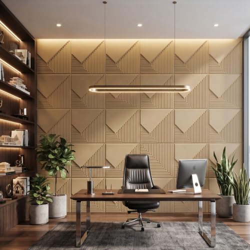 Image of Kayra Decor 3D PVC Wall Panels for Bedroom & Living Room | Plaina Design | Mega Greige Color | 19.7 x 19.7 Inch | Pack of 18 | 42.48 Sq Ft