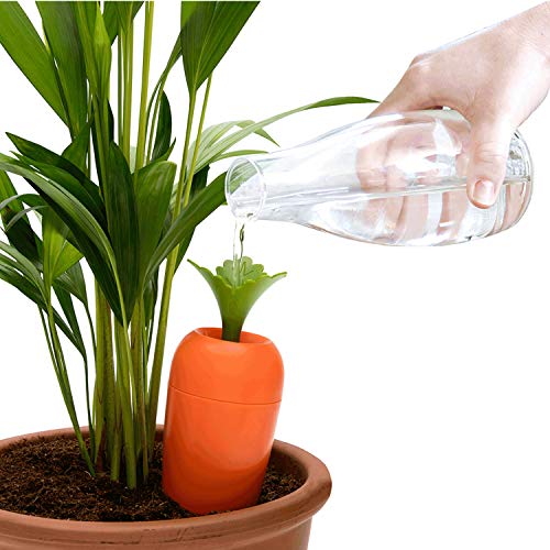 Peleg Design Care-It Plant Watering Device, Terracotta Vacation Plant Waterer Slow Release for Indoor and Outdoor Plants, Self Irrigation Watering System, Carrot Design