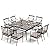 PHI VILLA 9 Pieces Outdoor Dining Table Set for 8, 60” Square Wrought Iron Dining Table & Heavy-Duty Steel Dining Chairs with Cushions, Large Dining Furniture Set for Patio, Deck, Yard, Porch