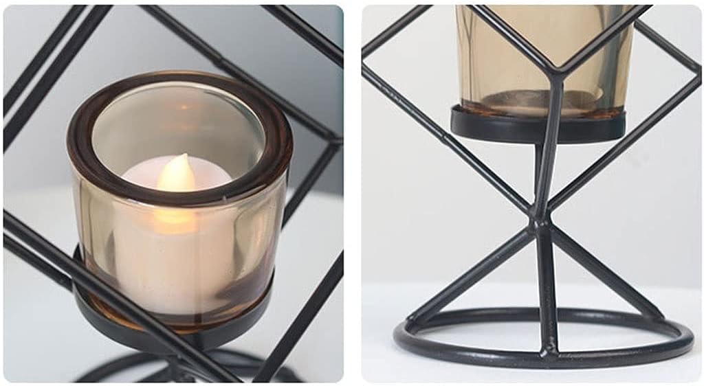 candle-holder Creative Geometric Wrought Iron Glass Candle Holder Decoration Light Luxury Romantic Candle Light Wedding Props Desktop Decorations candlestick, 20010125
