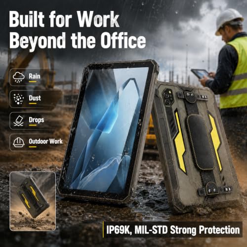 Image of Al Rugged Tablet, 20000mAh, 1100LM Light, 11 In Android Tablets, 24GB+256GB