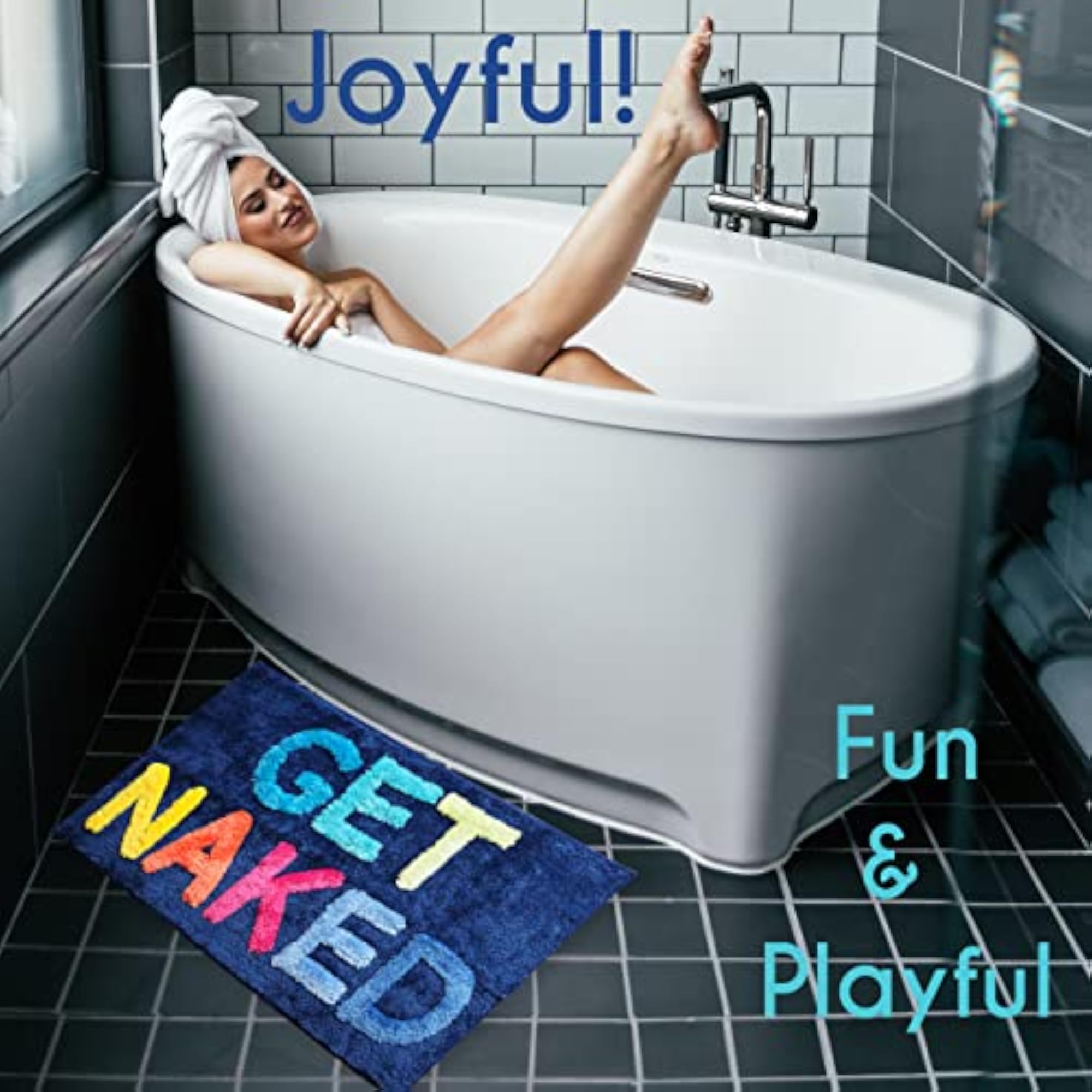 Get Naked Bath Mat, Funny Bathroom Decor