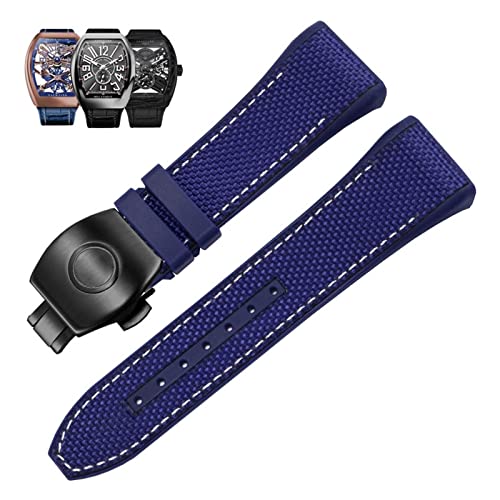Bracelet de montre en silicone et cuir 28mm style Franck Muller V45 élégant