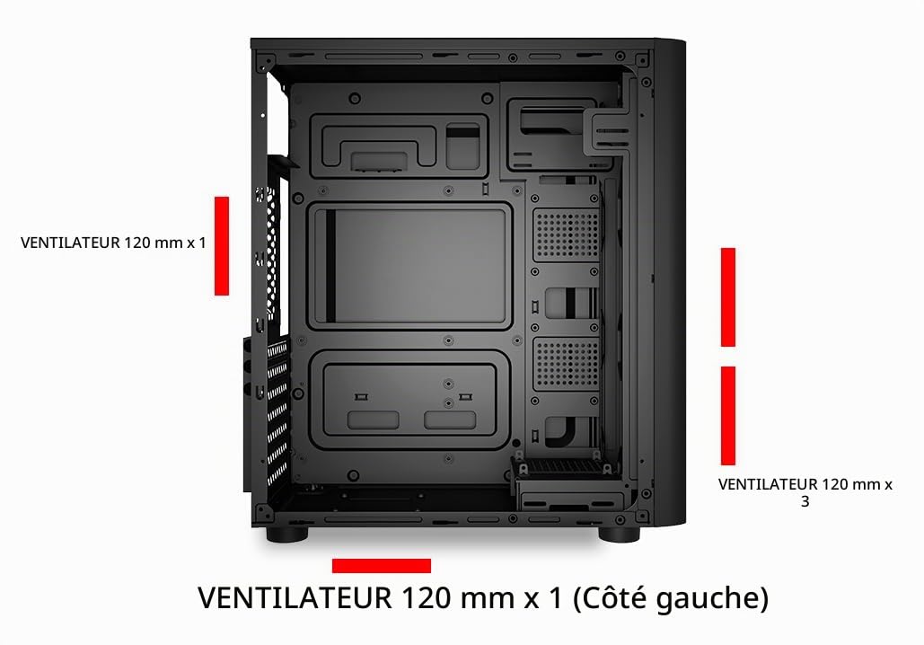 UNYKAch Boîtier ATX UK8026, avec Ports USB 2.0, USB 3.0 et USB Type C, capacité jusqu'à 5 disques et 7 emplacements d'extension