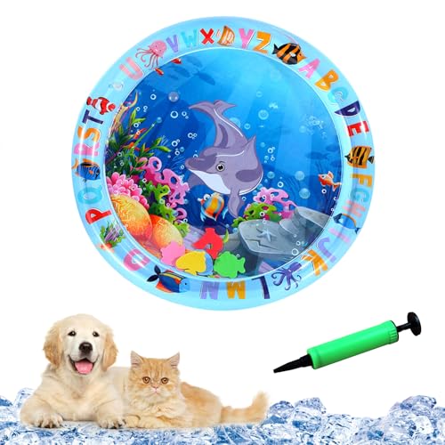 YumSur Sensorische Wassermatte Katze Wassermatte Für Katzen Im Sommer Wassersensorische Spielmatte Verdickte 55 Seide Spielwasser-Sensormatte Für Kleine Hunde Und Katzen (Style03)