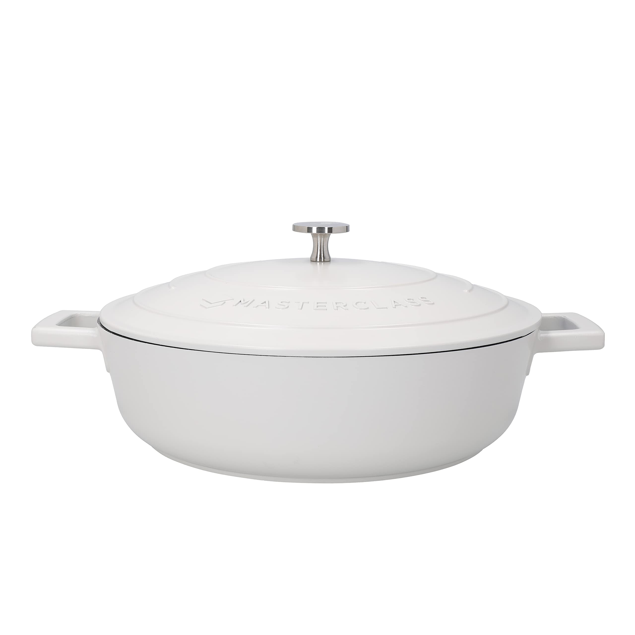 MasterClass Flache Auflaufform mit Deckel, Herd-zu-Ofen-zu-Tisch-Auflaufform, ultraleicht, optimale Wärmeleitung, 4L, cremefarben, Creme