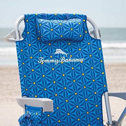 2 Tommy Bahama Backpack Cooler Chair with Storage Pouch and Towel Bar (Blue Weave and Blue Weave)