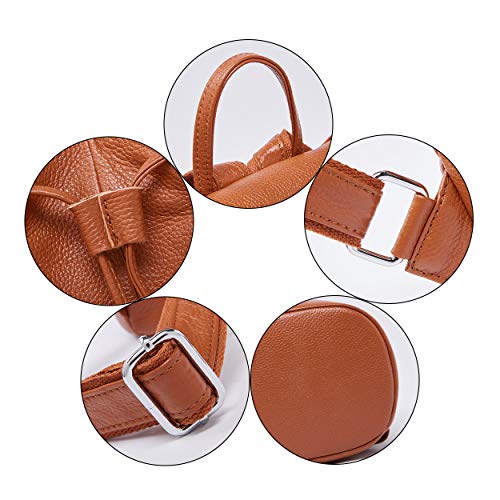 Image of BOYATU Women's Full-Grain Leather Backpack Purse, Minimal Structured Design, Work Commuter & City Travel, Compact Everyday Essentials, Fashion RFID Pocket Bag ((Brown)