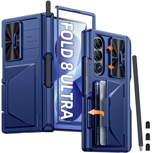 Image of for Samsung Galaxy Z Fold 8 Ultra Case Wallet, Screen Protector,S-Pen | Card Holder RFID Blocking, Slide Lens Cover, Hinge Protection, Shockproof Phone Cover for Z Fold 8 Ultra (Blue)