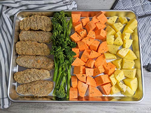 Checkered Chef Baking Sheet and Rack Set - Twin Pack- 2 Aluminum Cookie Sheets/Half Sheet Pans With 2 Stainless Steel Oven Safe Cooling Racks