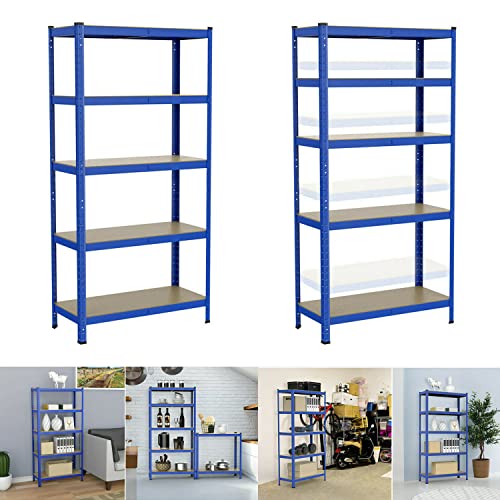Garden House Garage Estanter As Modulares Galvanizadas Con 5 Baldas Ajustables 200 X 100 X 50 Cm Estantería Multiusos Con Carga De 875 Kg 175 Kg Por Nivel Estante Metal Garage Shelving Units, Azul Garden House Garage Estanter As Modulares Galvanizadas Con 5 Baldas Ajustables 200 X 100 X 50 Cm Estantería Multiusos Con Carga De 875 Kg 175 Kg Por Nivel Estante Metal Garage Shelving Units, Azul