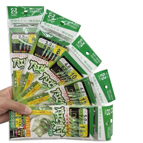 10 Packs Flasher Sabiki Rigs Mackerel Feather Rigs with 60 High Carbon Steel Gold Hooks, Swivels, Simulated Fish-Skin Flashers, Luminous Beads for Fresh/Saltwate Size: 6# 8# 10# 12# 14#