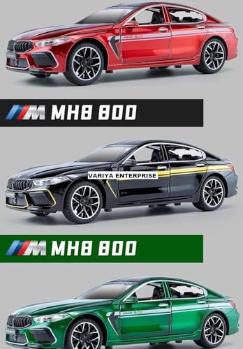 Image of Exclusive Alloy Metal Pull Back Die-Cast Car Diecast Metal Pullback Toy Car with Openable 6 Doors,Light Music Boys Gifts Toys (1:24 B-M-W M8 - Multicolor)