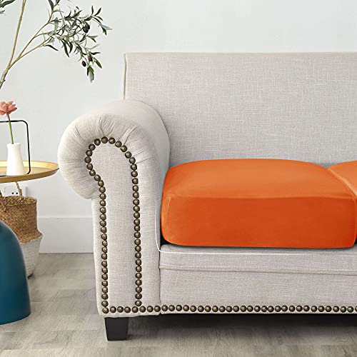 Efelim Velvet Sofa Slipcovers For L Shape Chaise Lounge Cover, Stretch 1 2 3 Seat Loveseat Sofa Cover Anti-Slip Couch Cushion Cover For Pet Kid (Orange,L Shape:chaise+3Seat(3Pcs)) #TOP3