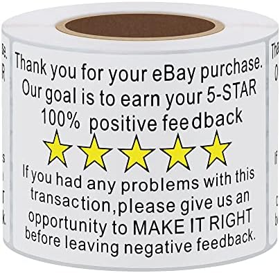 Hybsk 2"x3" Ebay Thank You for Your Purchase Feedback Stickers Ebay Shipping Supplies Labels Adhesive Label 200 Per Roll (Ebay)