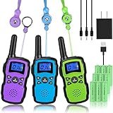 Wishouse Walkie Talkies for Kids Adult Long Range Rechargeable 3 Pack,Boy Wearable Walky Talky Set 2 Way Radio with USB Charger Battery,Camping Games Toy Birthday Xmas Gift for Girl Children Family