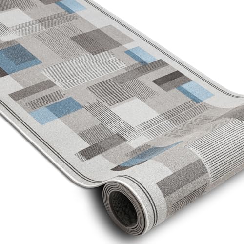 Tapis de course antidérapant LISTRA géométrique gris vendu au mètre - 4