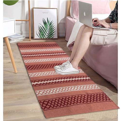Image of Flatweave Cotton Rug Runner - 2x5 ft Soft Carpet for Entryway, Living Room & Outdoor Patios 2x5 ft Cotton Carpet Runner - Lightweight & Foldable Rug for High-Traffic Areas and Cozy Interiors