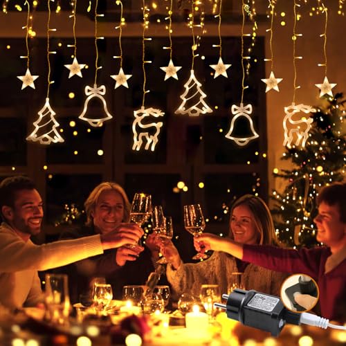 Eisregen Lichterkette LED Warmweiß 2500K, 2,3m Beleuchtung 138 LEDs...