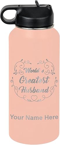 Miniatura 70 de LaserGram Botella de agua de doble pared con pajita, 20 onzas, grabado personalizado incluido (rosa) Rosa,Negro,Verde camuflaje,Coral,Azul