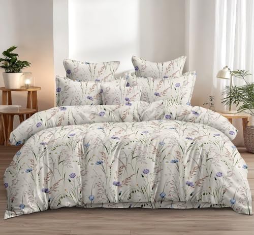 Image of DECOMIZER XL Microfiber Soft Cotton Queen Bedsheet for Double Bed, Queen Size 90 Inches X 100 Inches, 230 X 250 cm with 2 Large Size Pillow Covers - BeigeBush