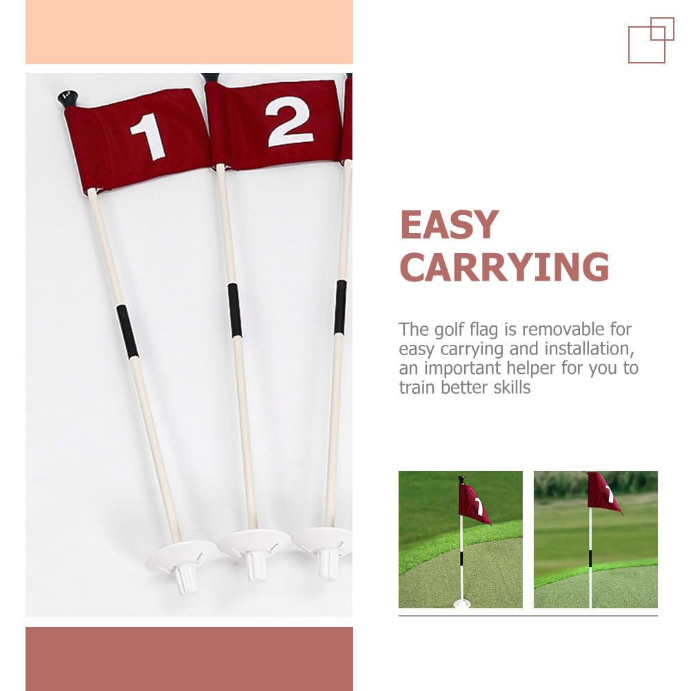 BESPORTBLE Golf-Flaggenstab, Golfflaggenstäbchen mit Bechern, Golf-Pin-Flaggenloch-Set, Grüne Flaggen und Stangen, Nummerierte Golfflaggen für Driving Range Hinterhof, 83cm