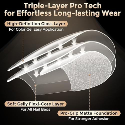 Image of Luckyfairy Short Coffin Nails Tips 504 Pcs 12 Sizes Soft Gelly Tips | Pre-etched, Full Cover Fake Nails, Coffin Nails French Style Nail Extension, Home Salon DIY