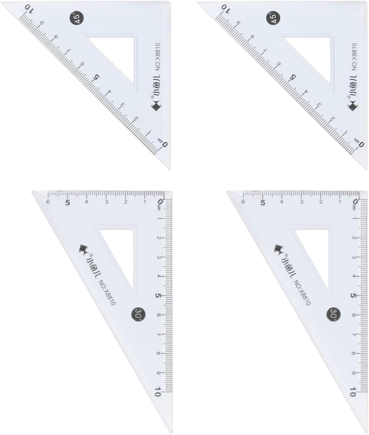 TA-VIGOR 4 Pack Triangle Ruler Square Set 10cm, 30/60 and 45/90 Degrees Measuring Tools for Drawing, Measuring and Diagram Work Blue