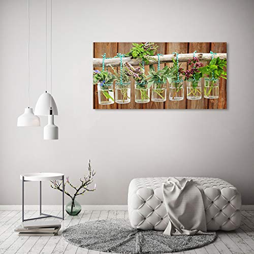 Impression sur verre cuisine facile à nettoyer tableau herbes en pots vert - 4