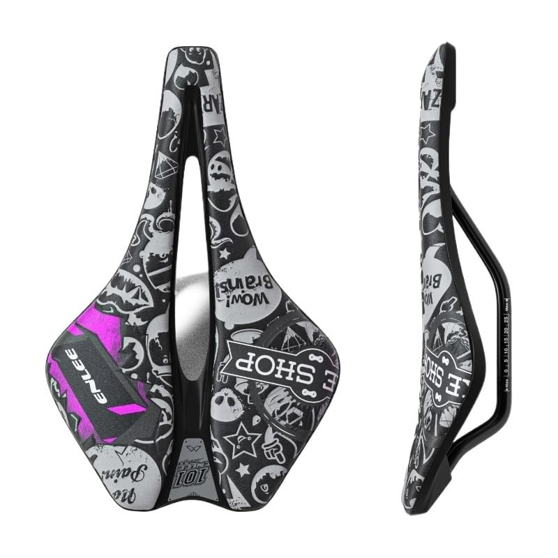 Selle de vélo VTT route ergonomique noire et blanche respirante