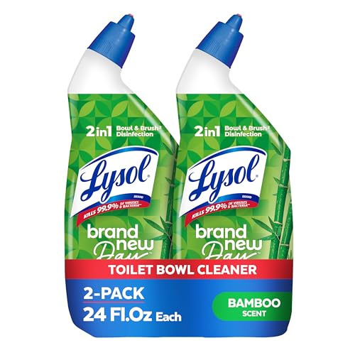 Image of Lysol Toilet Bowl Cleaner Clinging Gel, Cleaning, Disinfecting, and Stain Removal, Bleach Free Bathroom Cleaning Supplies, Bamboo Scent, 24 fl oz. (2 Pack)