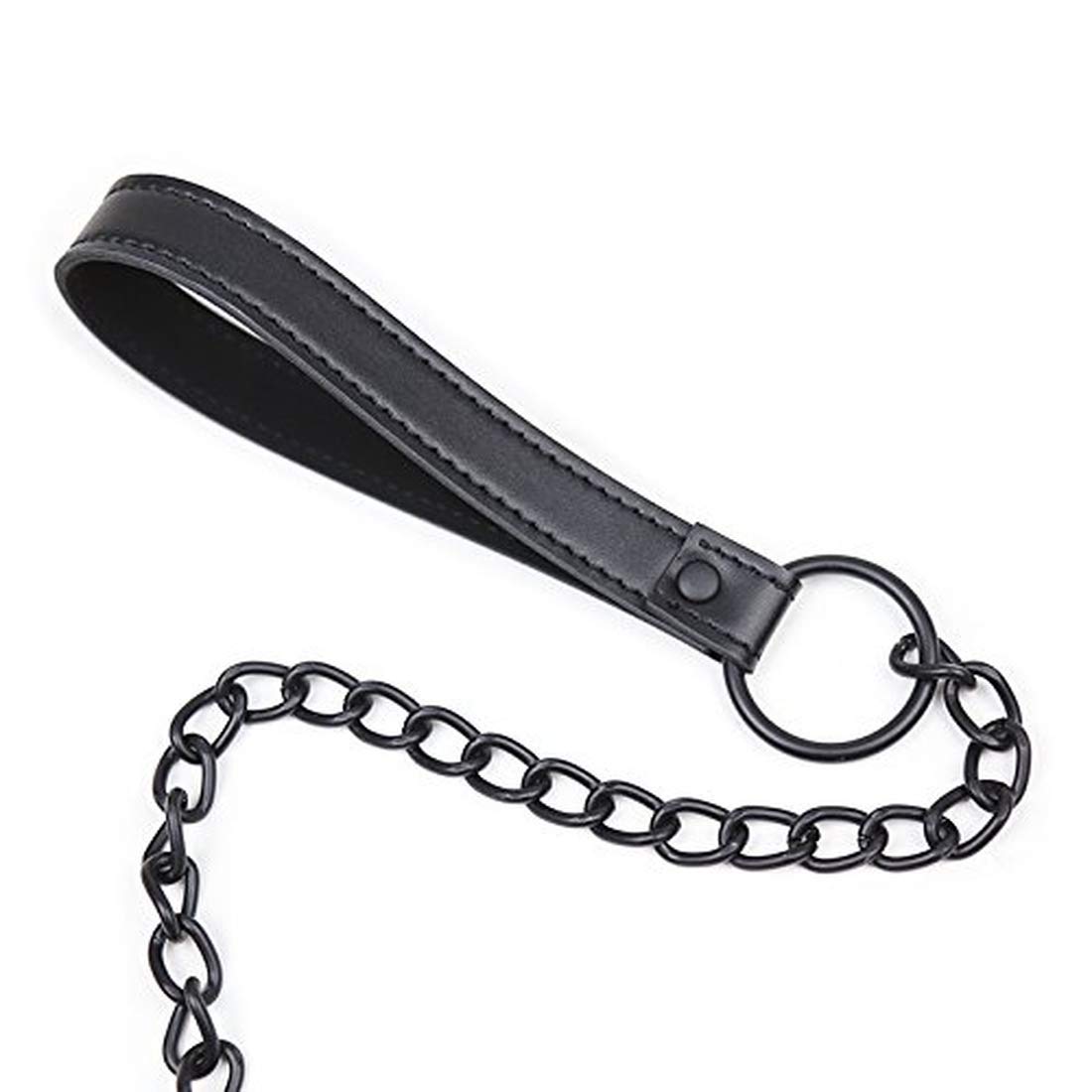 Outil de Sex SM Collier en Cuir et Laisse en Chaîne Accessoire de Bondage Plaisir Sexuel de Couple Noir Centrale avec la Laisse détachable de chaîne pour Les Femmes d'hommes