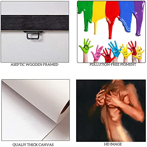 Sexy Couples Wall Art For Bedroom Abstract Nude Women Canvas Painting Modern Erotic Print Poster Wall Decor Artwork Bathroom Home Decorations Stretched And Wooden Framed Ready To Hang - 18"W X 24"H #TOP5